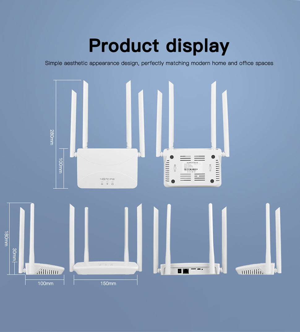 LTE 4G Wireless Router with Four High Gain Antennas